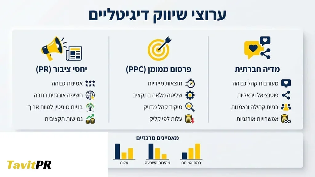 השוואת ערוצי שיווק דיגיטליים